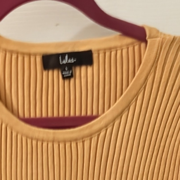 Lulus Women's Mustard Yellow Ribbed Knit Long Sleeve Midi Dress - Picture 2 of 5